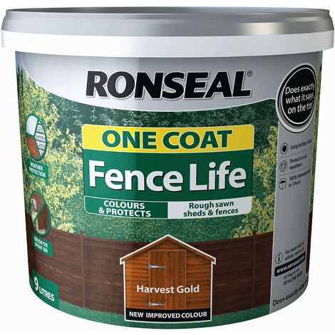 Ronseal 9L One Coat Fence Life Paint - Harvest Gold