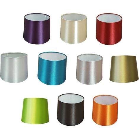Empire Drum Pendant Ceiling Table Lamp Shade Bold Colours Satin Effect 8" Drum - Plum