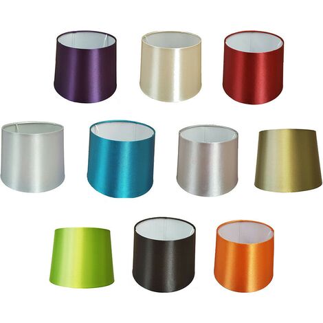Empire Drum Pendant Ceiling Table Lamp Shade Bold Colours Satin Effect 10" Drum - Plum