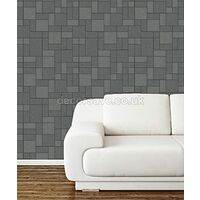 Holden Decor Glitter Tile Black Grey Silver Glittery Washable Wallpaper 89240
