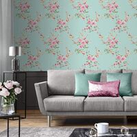 Catherine Lansfield Canterbury Wall Paper Duck Egg 165500