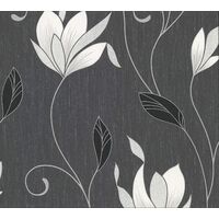 Ebony Black/Silver Glitter - M0783 - Synergy - Floral - Vymura Wallp