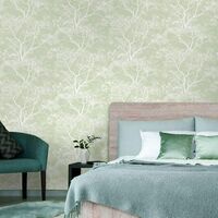 Holden Decor - Whispering Trees Sparkle Forest Glitter Wallpaper - Green 65620