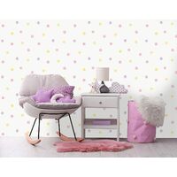 Holden Decor - Watercolour Polka Dots Wallpaper - Pink / Yellow 91000