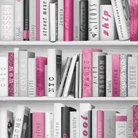 Wallpaper Muriva - Fashion Library Bookshelf - Library Books - In Pink - 139501