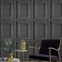 Grandeco Life Wood Panels Black Wallpaper A49203