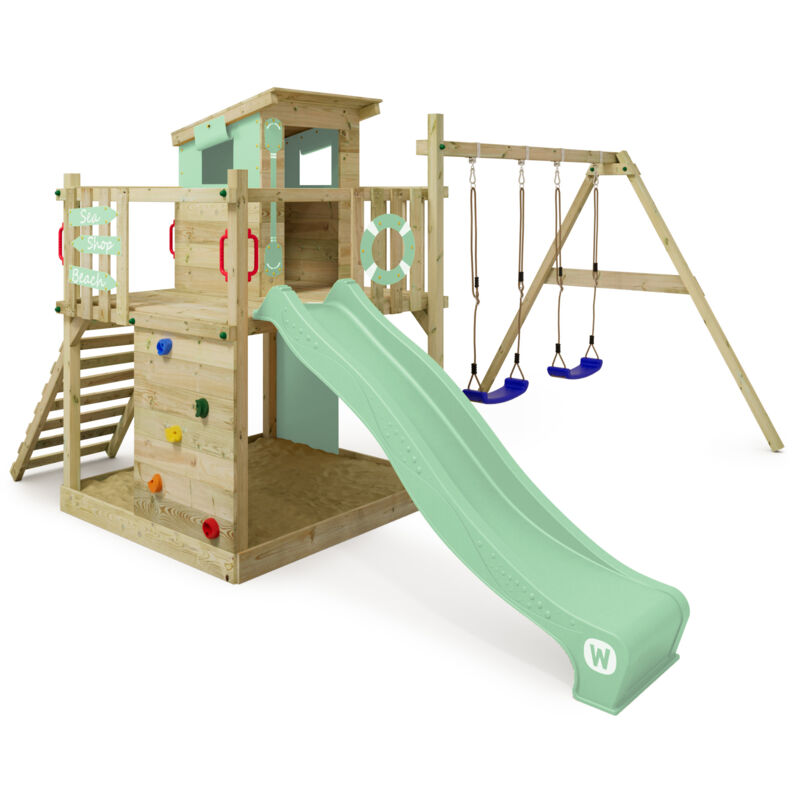 WICKEY Wooden climbing frame Smart Camp with swing set and slide
