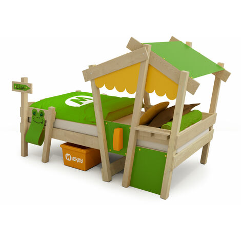 Wickey Kid's bed, single bed Crazy Candy - canvas cover children's bed 90 x 200 cm - yellow/apple green