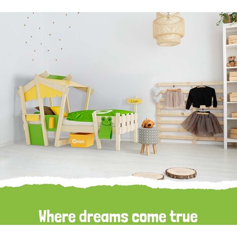 Wickey Kid's bed, single bed Crazy Candy - canvas cover children's bed 90 x 200 cm - yellow/apple green