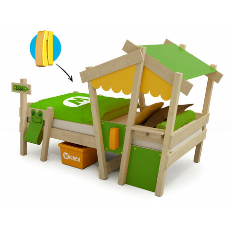 Wickey Kid's bed, single bed Crazy Candy - canvas cover children's bed 90 x 200 cm - yellow/apple green