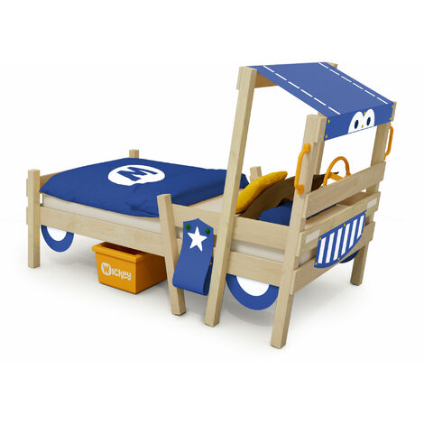 Wickey Kid's bed, single bed Crazy Sparky Fun - canvas cover children's bed 90 x 200 cm - blue