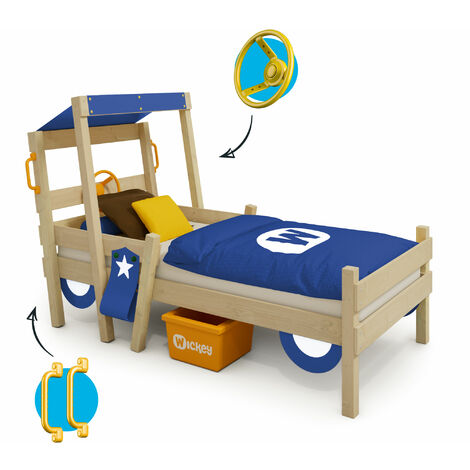 Wickey Kid's bed, single bed Crazy Sparky Fun - canvas cover children's bed 90 x 200 cm - blue