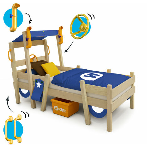 Wickey Kid's bed, single bed Crazy Sparky Pro - canvas cover children's bed 90 x 200 cm - blue