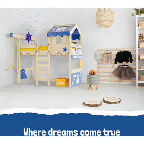Wickey Kid's bed, loft bed Crazy Jelly canvas cover single bed 90 x 200 cm, children's bed - blue