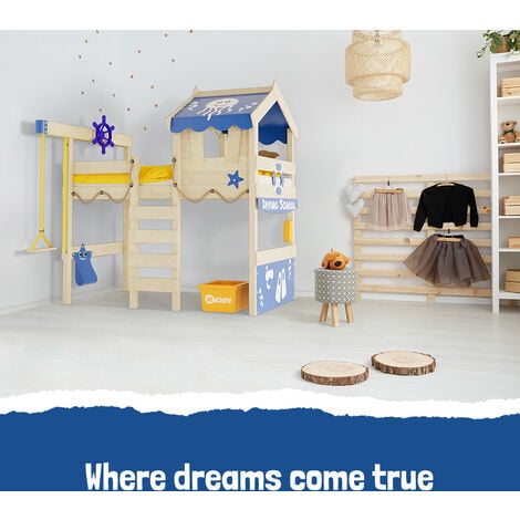 Wickey Kid's bed, loft bed Crazy Jelly canvas cover single bed 90 x 200 cm, children's bed - apple green