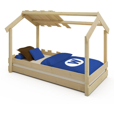 Wickey Kid's bed, single bed CrAzY Beach - canvas cover children's bed 90 x 200 cm - brown