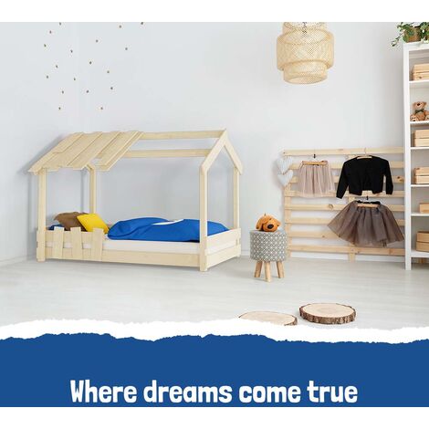 Wickey Kid's bed, single bed CrAzY Beach - canvas cover children's bed 90 x 200 cm - brown