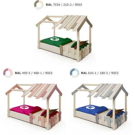 Wickey Kid's bed, single bed CrAzY Beach - canvas cover children's bed 90 x 200 cm - brown