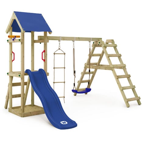 Wickey Wooden climbing frame TinyLoft with swing set and slide, Garden ...