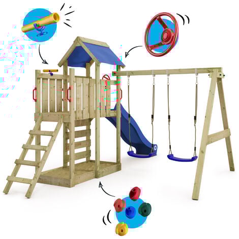 Wickey Wooden climbing frame MultiFlyer with swing set and slide