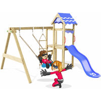 Climbing Frame Caring Heroows Swing Set with Climbing Ladder, Sandpit, Swing & Blue Slide