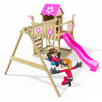 Climbing Frame Brilliant Heroows Swing Set with Double Swing and Large Sandpit, Purple Slide and Stilt House