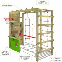 FATMOOSE Wooden climbing frame CleverClimber , Garden playhouse with sandpit, climbing wall & play-accessories
