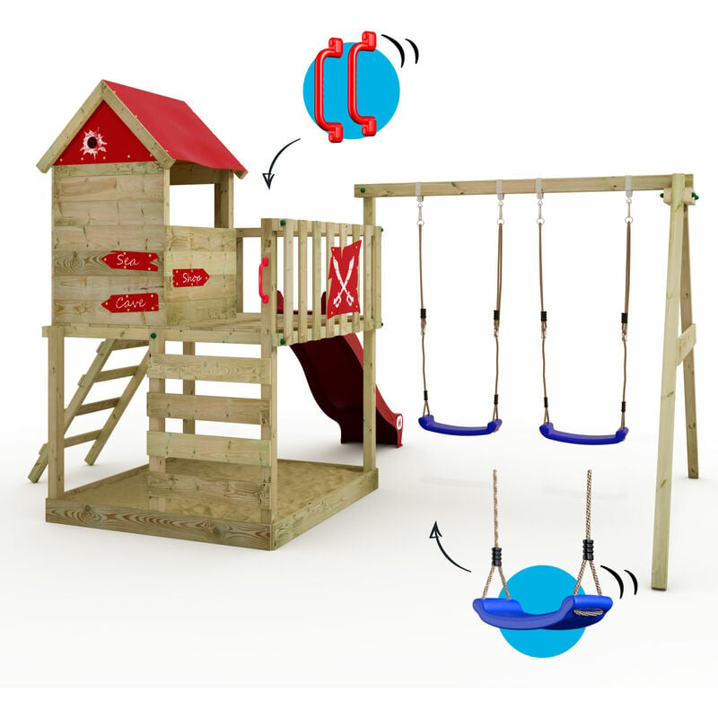 Parque Infantil WICKEY MultiFlyer con Columpio y tobogán Turquesa, Parque  Infantil de Exterior con arenero, Escalera y Accesorios de Juego para el  jardín - Ahora Montessori