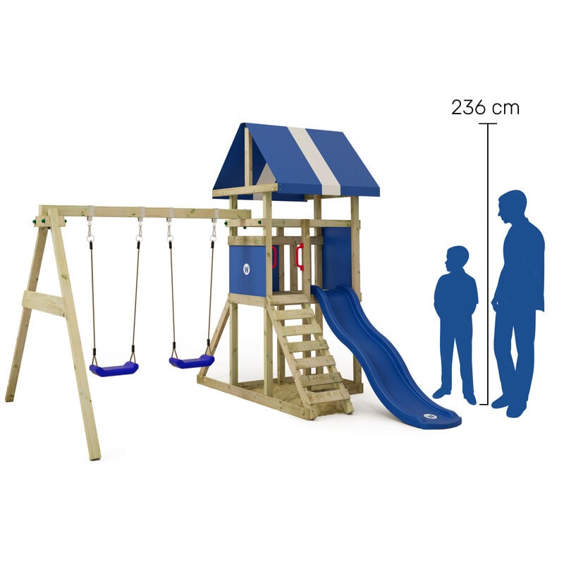 Wickey Torre da gioco DinkyHouse con altalena e scivolo, casetta sull'albero  con sandbox, scala da arrampicata e accessori per giochi � blu