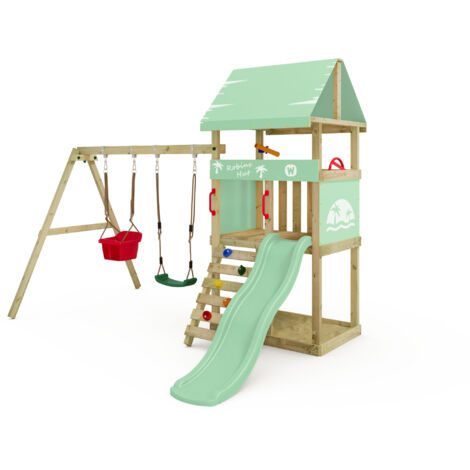 Wickey Torre gioco DinkyHouse per bambini piccoli con scivolo e altalena per bambini, altalena per beb� con cintura di sicurezza - verde pastello