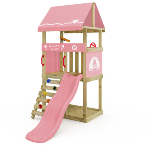 Wickey Torre gioco DinkyHouse per bambini piccoli con scivolo e scala da arrampicata - rosa pastello