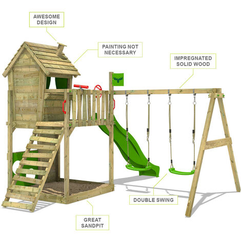 Wickey Parco giochi in legno SeaFlyer Giochi da giardino con altalena e  scivolo Casetta da gioco per l'arrampicata con sabbiera e scala di risalita