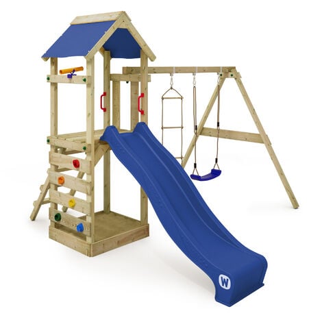 Wickey Parco giochi in legno FreeFlyer Giochi da giardino con altalena e  scivolo Torre d'arrampicata