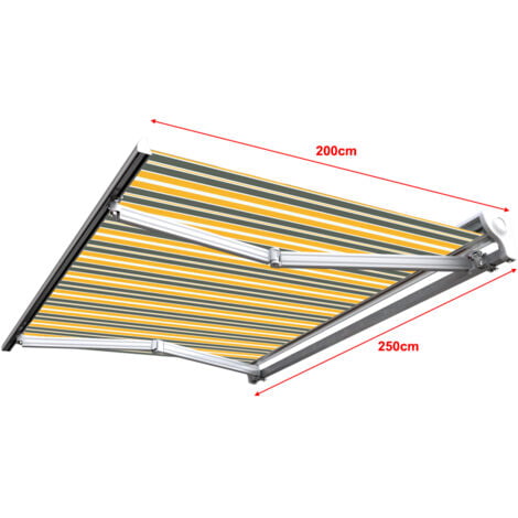 Store banne manuel Demi coffre pour terrasse - Gris jaune - Longueur 2.5 m et Largeur 2 m