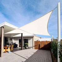Voile d'ombrage 5 x 5 x 7,07 m imperméable 220g/m² Haute densité - Tissu déperlant - Beige crème