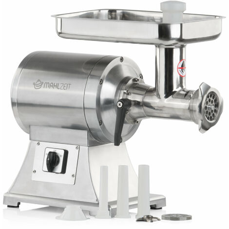 Mahlzeit Edelstahl Fleischwolf elektrisch silber 450W 75kg/h mit Wurstfülleraufsätzen Wurstmaschine