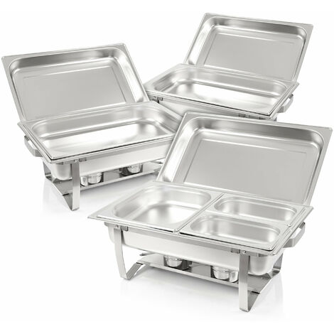 Mahlzeit Chafing dish Profi Set "Montpellier", 3x Edelstahl Warmhaltebehälter Essen, 21 teilig