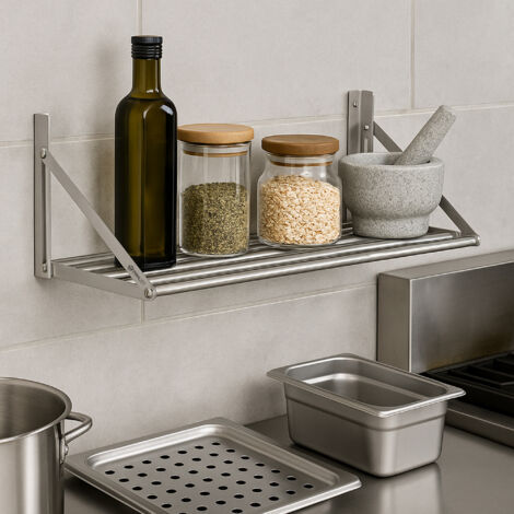 GastroHero Wandregal Doppelt 120x30 Cm – Edelstahl, 2 Ablagen, 120 Kg, Höhenverstellbar – Für Küche & Gastro GastroHero Wandregal Doppelt 120x30 Cm – Edelstahl, 2 Ablagen, 120 Kg, Höhenverstellbar – Für Küche & Gastro