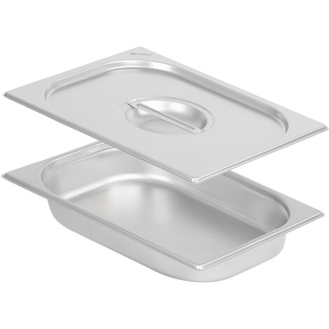 Mahlzeit GN Behälter 1/2 mit Deckel, Höhe 65 mm, Edelstahl Wärmebehälter, Geeignet für Chafing Dish