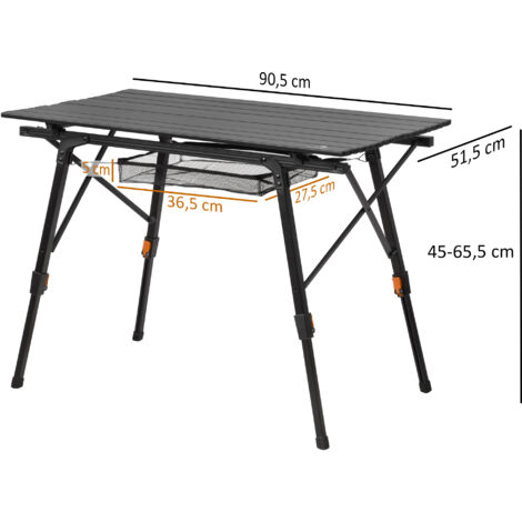CampFeuer Campingtisch faltbar 90,5 x 51,5 cm, schwarz, Klapptisch mit Tragetasche, Höhenverstellbar