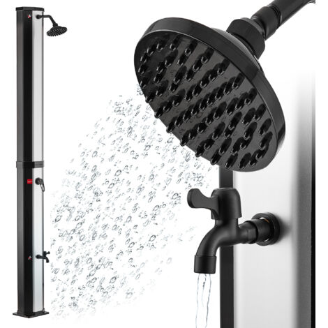 Zelsius Solardusche Melton 60 Liter Schwarz, Silber Mit Wasserhahn und Fußdusche bis max. 60°C