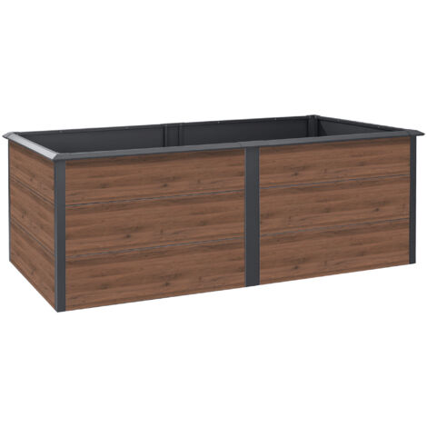 Zelsius Hochbeet für Garten, Anthrazit RAL 7016, 200 x 100 x 77 cm, Walnuss Holzoptik, Gemüsebeet