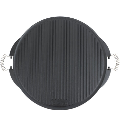 BBQ-Toro Gusseisen Grillplatte mit Griffen Ø 53 cm Wendeplatte, emailliert