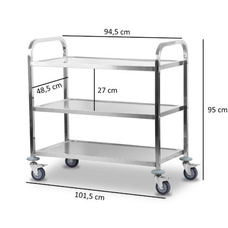 Serveerwagen 60 cm diep 3 etages gelast Serveerwagen 60 cm diep 3 etages gelast