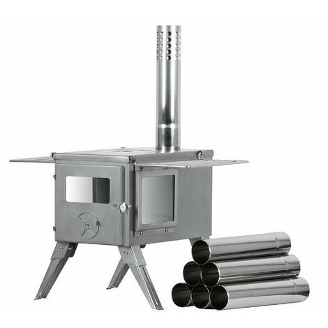 CampFeuer Edelstahl Zeltofen  51,5 x 42 x 216 cm  Zeltheizung Camping Ofen