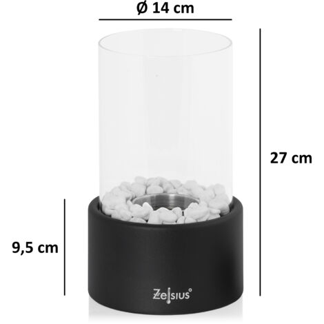 Zelsius Tischkamin für Indoor und Outdoor Schwarz 16,5 x 27 cm Ethanol