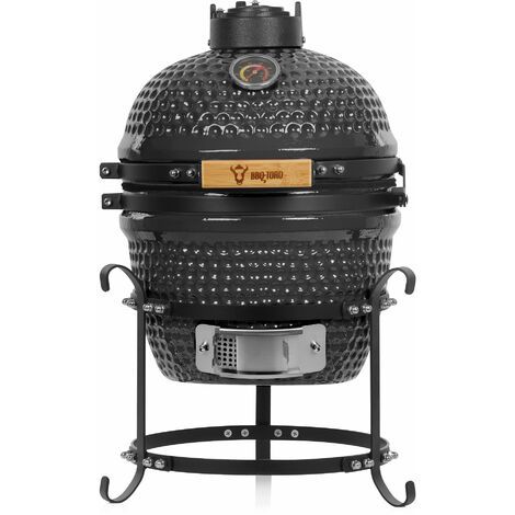 BBQ-Toro Kamado Grill Holzkohlegrill Ø 32 cm "HAIIRO" mit Grillrost und Thermometer, Grau