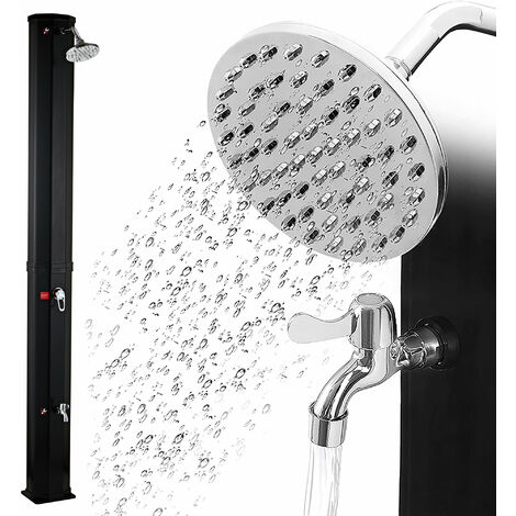Zelsius Solardusche Taree 60 Liter, Schwarz Mit Wasserhahn und Fußdusche bis max. 60 °C