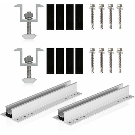Zelsius Solarpanel Halterung, Schiene mit Mittelklemmen Verbindung, Solar Schiene, Modulklemme