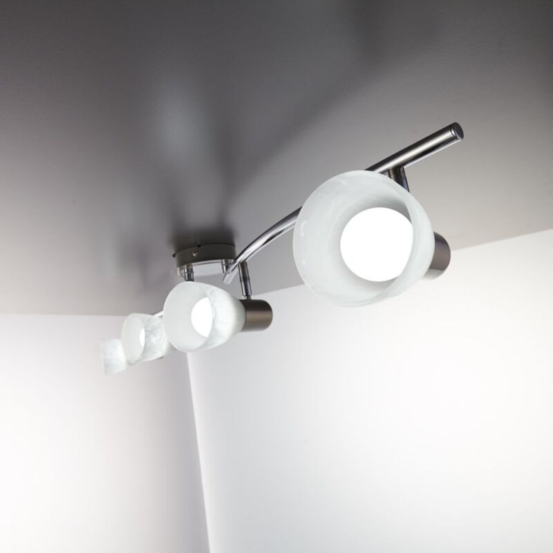 Depuley Faretti Led da Soffitto Orientabili 4 Luci, Faretto da Soffitto  E14, Lampada da Parete Braccio Orientabile, Plafoniera Paralume in Vetro  Fantasia per Soggiorno, Camera da Letto, Cucina : : Illuminazione